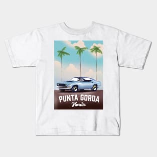 Punta Gorda florida auto travel poster, Kids T-Shirt